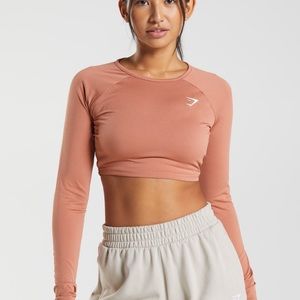 Training Long Sleeve Crop Top - Toffee Brown